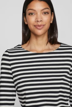 Vila Vestidos-Short striped dress Preto