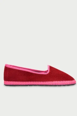 Flabelus Sabrinas-Slipper de lino Vermelho