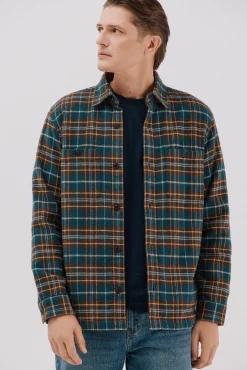 Cortefiel Casacos|Camisas-Sobrecamisa acolchoada Verde