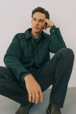 Cortefiel Casacos-Sobrecamisa acolchoada Verde