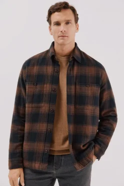 Cortefiel Casacos|Camisas-Sobrecamisa acolchoada Castanho