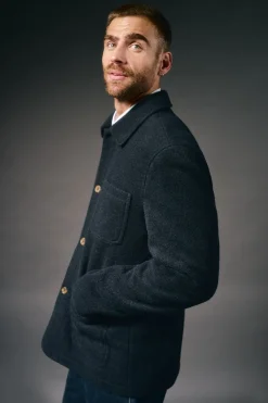 OOTO Casacos-Sobrecamisa bouclé gola camiseira Azul