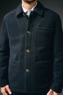 OOTO Casacos-Sobrecamisa bouclé gola camiseira Azul