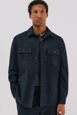 Cortefiel Camisas|Casacos-Sobrecamisa de algodão micro-xadrez Azul