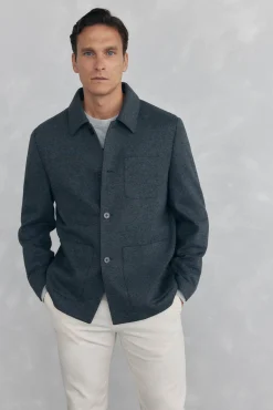 Pedro del Hierro Blazers|Blazers-Sobrecamisa de lã cinza Cizento