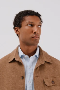 Cortefiel Camisas|Casacos-Sobrecamisa de lã de camelo Castanho
