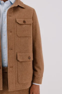 Cortefiel Camisas|Casacos-Sobrecamisa de lã de camelo Castanho