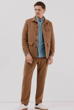 Cortefiel Camisas|Casacos-Sobrecamisa de lã de camelo Castanho