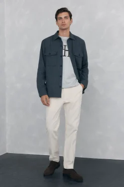 Pedro del Hierro Camisas-Sobrecamisa de lã lisa Cizento