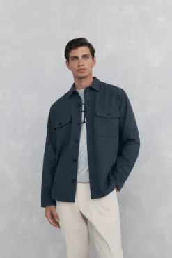 Pedro del Hierro Camisas-Sobrecamisa de lã lisa Cizento