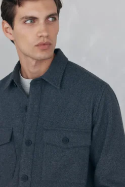 Pedro del Hierro Camisas-Sobrecamisa de lã lisa Cizento