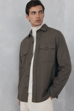 Pedro del Hierro Camisas-Sobrecamisa de lã lisa Marrom