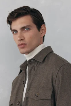 Pedro del Hierro Camisas-Sobrecamisa de lã lisa Marrom