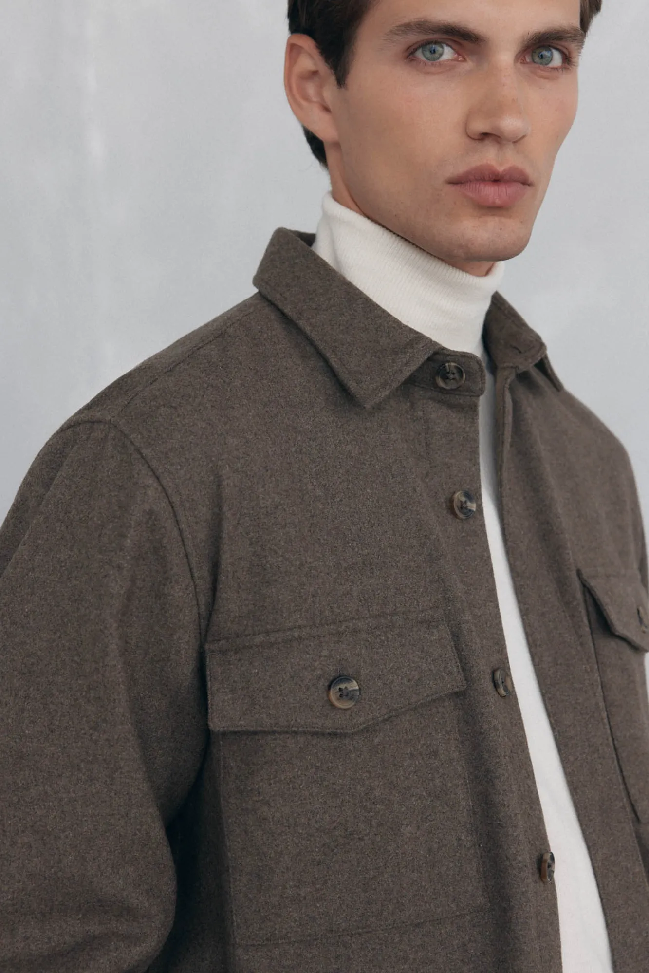 Pedro del Hierro Camisas-Sobrecamisa de lã lisa Marrom