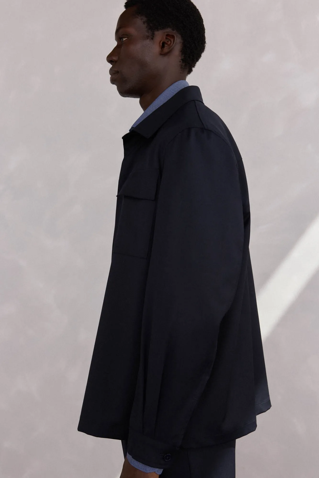 Pedro del Hierro Camisas-Sobrecamisa de terno de lã Azul