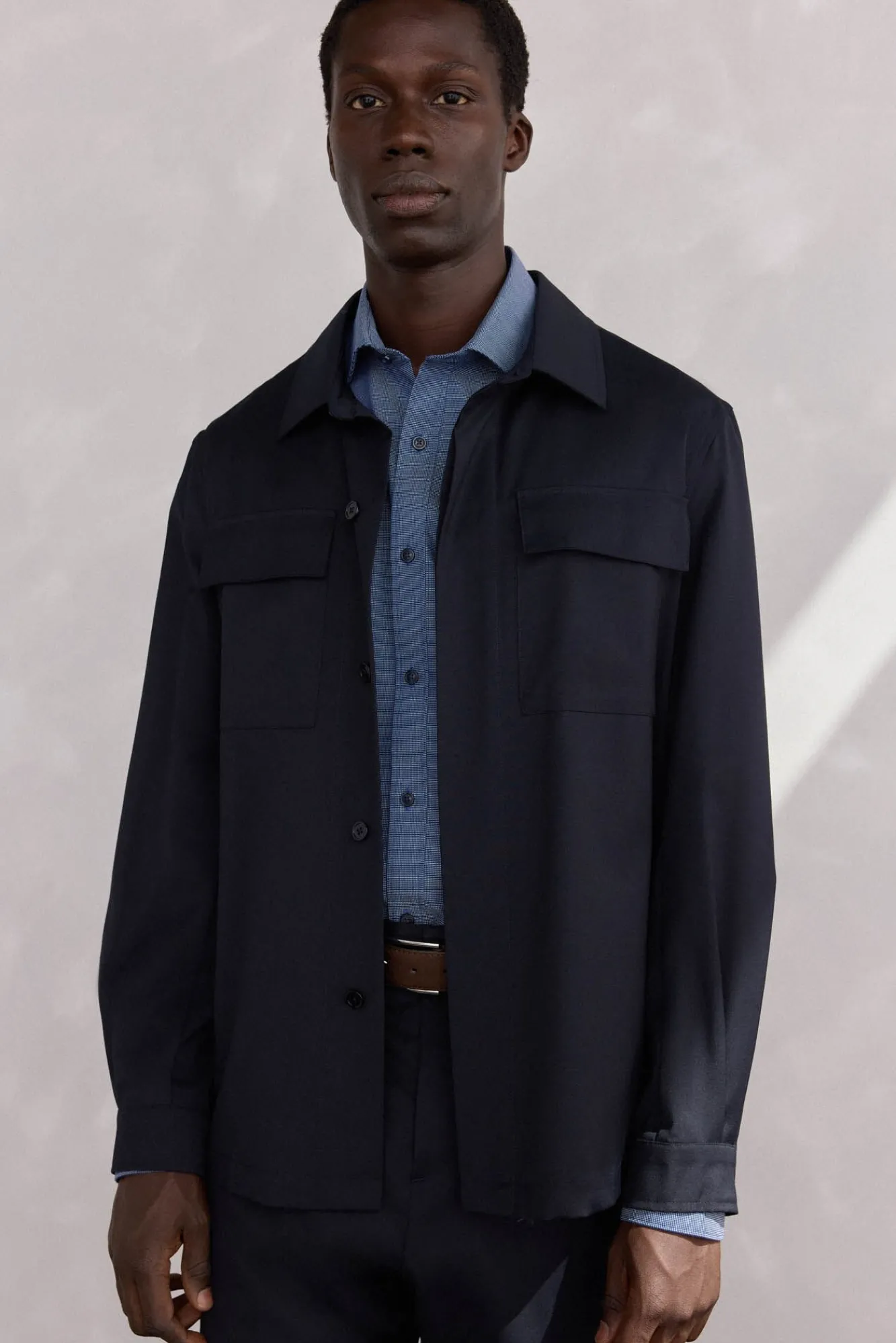 Pedro del Hierro Camisas-Sobrecamisa de terno de lã Azul
