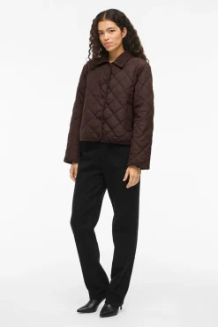 Vila Sobretudos|Casacos-Sobretudo acolchoado acolchoado com gola de veludo cotelê Castanho