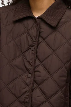 Vila Sobretudos|Casacos-Sobretudo acolchoado acolchoado com gola de veludo cotelê Castanho