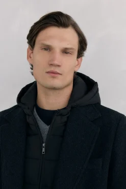 Pedro del Hierro Sobretudos-Sobretudo cinza espiga com vistas removíveis Cizento