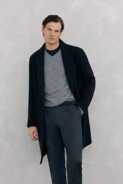 Pedro del Hierro Sobretudos-Sobretudo cinza espiga com vistas removíveis Cizento