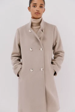 Cortefiel Casacos-Sobretudo com botões dourados Tostado