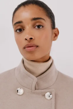 Cortefiel Casacos-Sobretudo com botões dourados Tostado