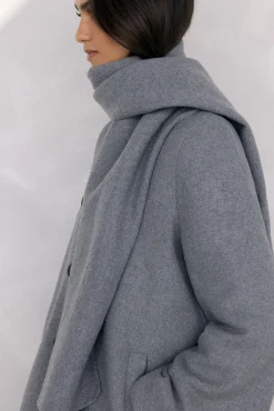 Pedro del Hierro Casacos-Sobretudo com cachecol Cizento