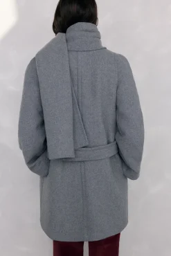 Pedro del Hierro Casacos-Sobretudo com cachecol Cizento