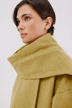 Cortefiel Casacos-Sobretudo com cachecol removível Amarelo