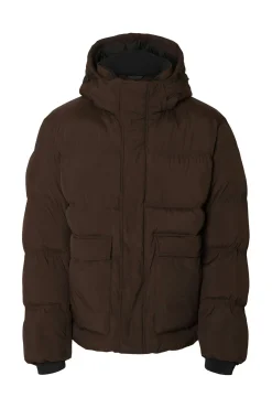 Selected Sobretudos|Ultralights-Sobretudo com capuz Castanho