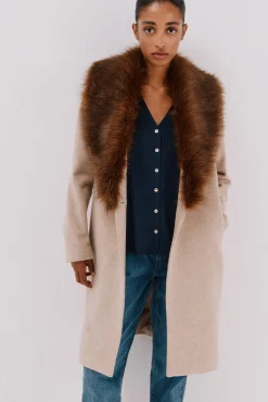 Cortefiel Casacos-Sobretudo com detalhe efeito pelo Tostado