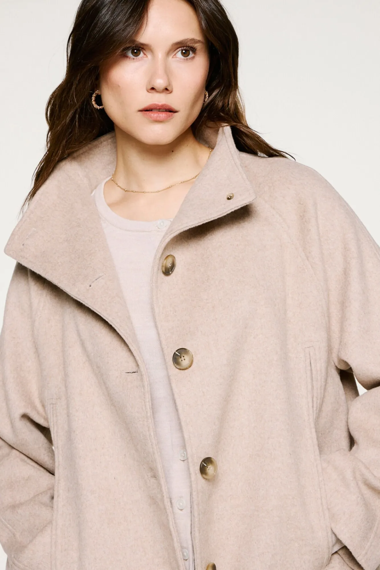 Selected Sobretudos|Casacos-Sobretudo com gola chaminé. Tostado