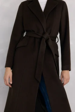 Pedro del Hierro Casacos-Sobretudo com gola de pele Marrom