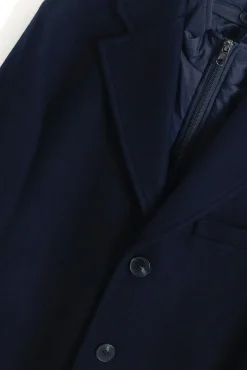 PuroEGO Sobretudos-Sobretudo com gola removível Azul