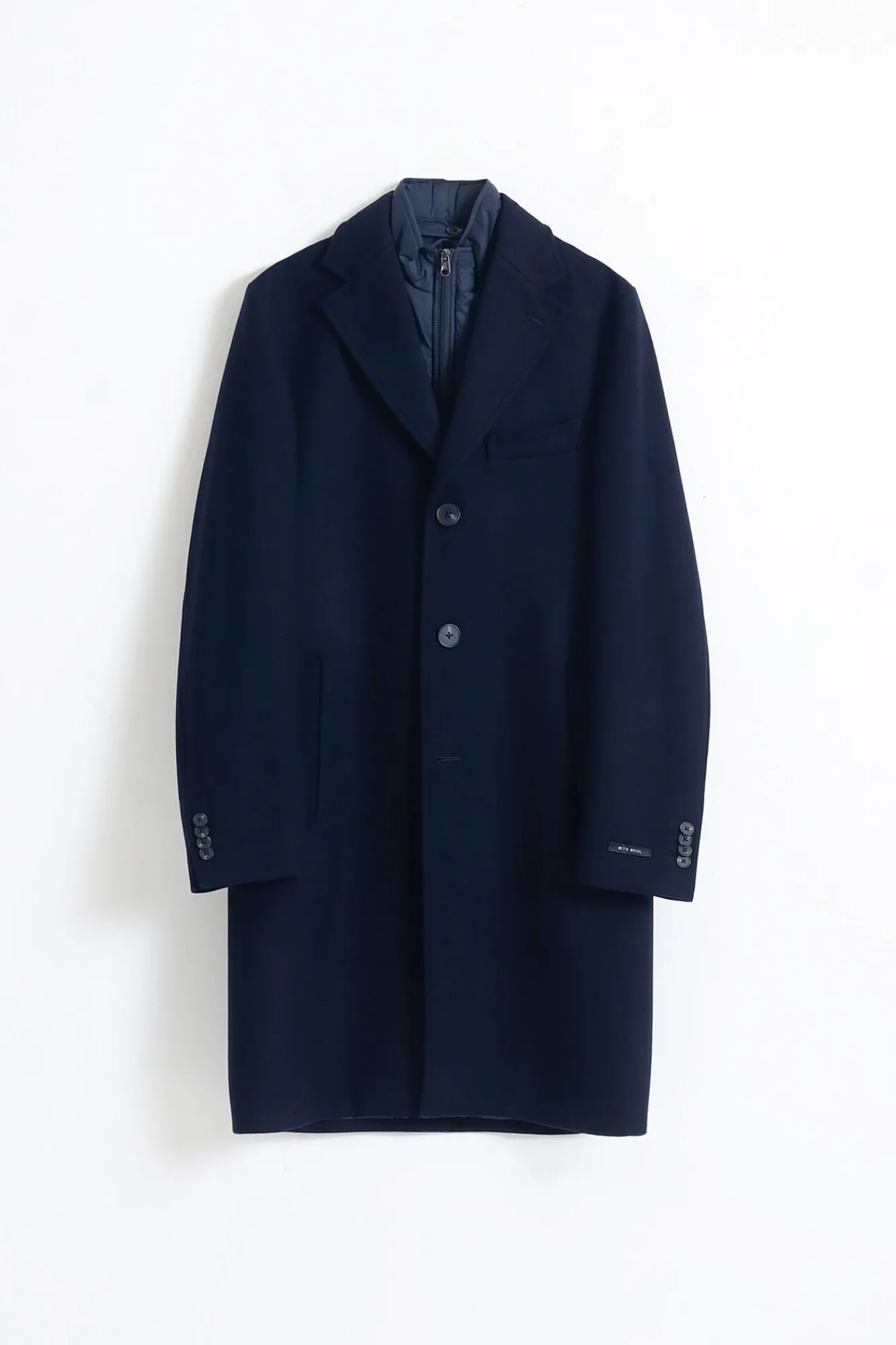 PuroEGO Sobretudos-Sobretudo com gola removível Azul