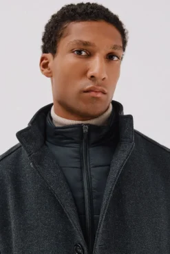 Cortefiel Sobretudos-Sobretudo com gola tira estruturada Cinzento