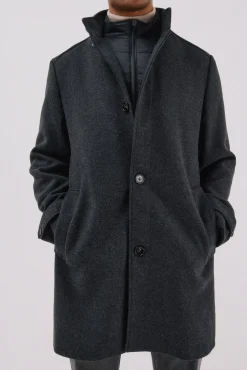 Cortefiel Sobretudos-Sobretudo com gola tira estruturada Cinzento