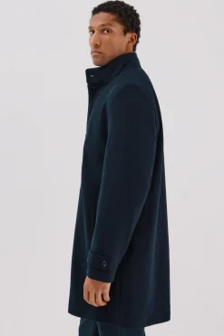 Cortefiel Sobretudos-Sobretudo com gola tira vistas removíveis Azul