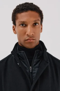 Cortefiel Sobretudos-Sobretudo com gola tira vistas removíveis Preto