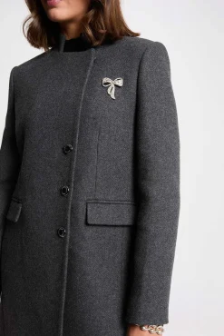 Morgan Casacos-Sobretudo com presilha ajustada Cinzento