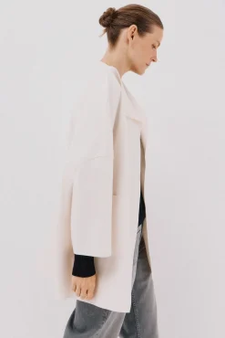 Cortefiel Casacos-Sobretudo com tecido leve Ecru