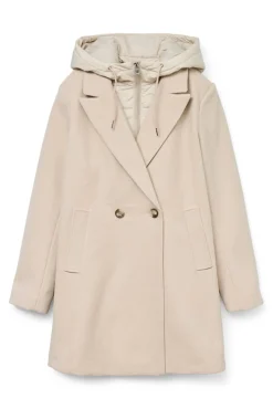 Vero Moda Sobretudos|Casacos-Sobretudo comprido de lã com forro removível Tostado