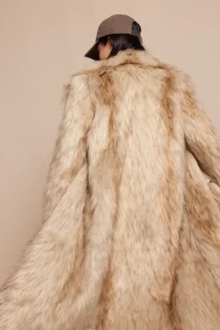 Slowlove Casacos-Sobretudo comprido efeito pelo Tostado