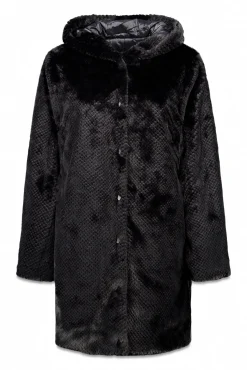 Cortefiel Casacos|Acolchoados E Agasalhos-Sobretudo comprido reversível efeito pelo Preto