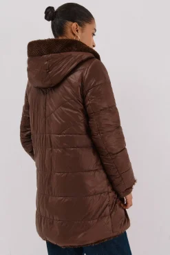 Cortefiel Casacos|Acolchoados E Agasalhos-Sobretudo comprido reversível efeito pelo Castanho