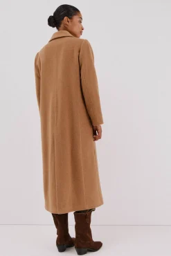 Cortefiel Casacos-Sobretudo comprido tecido italiano Tostado