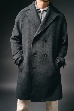 OOTO Sobretudos-Sobretudo cruzado de lã Cinzento