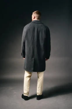 OOTO Sobretudos-Sobretudo cruzado de lã Cinzento