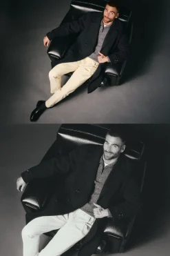 OOTO Sobretudos-Sobretudo cruzado de lã Cinzento