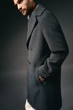 OOTO Sobretudos-Sobretudo cruzado de lã Cinzento